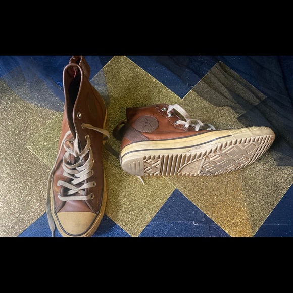 CONVERSE LTHR VTG WARM COGNAC Sneakers FLAWED RARE - Picture 3 of 16